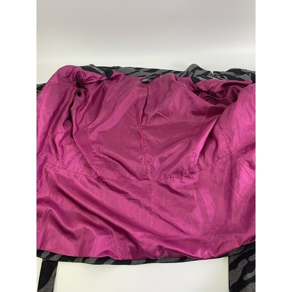 BOGO Sandro Jacket Black Gray Zebra Striped Button Collared Belted Scoop Women L - Picture 10 of 12